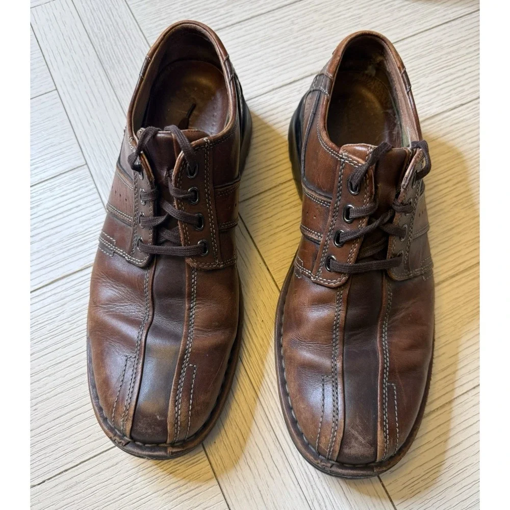 CLARKS Touareg 70853 Mens Brown Chestnut Leather Casual Oxford Shoes‎ Size 11 M